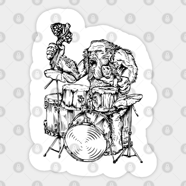 SEEMBO Neanderthal Playing Drums Drummer Drumming Fun Band Sticker by SEEMBO